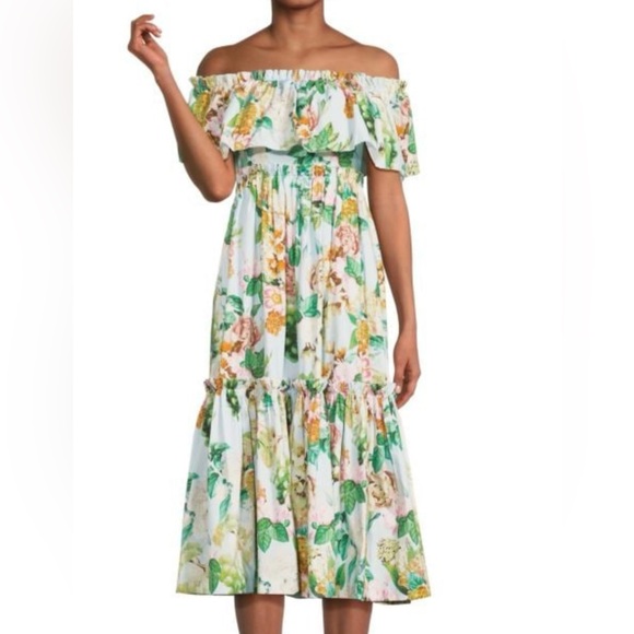 🩵🩷CARA CARA 🩷🩵 Marta Floral Midi Dress size 0 / $595 retail - Picture 1 of 14